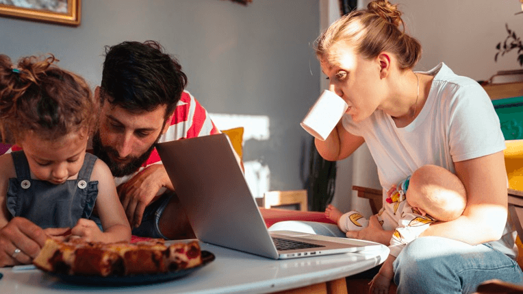 A family juggling roles and jobs